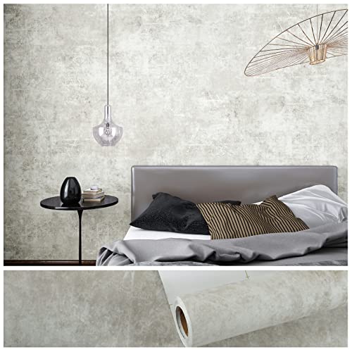 VEELIKE Möbelfolie Verdickte Betonoptik Weiß Möbelaufkleber 40cm x 300cm Selbstklebende Folie PVC Wandaufkleber für Fensterbank Küchenarbeitsplatte Schminktisch Arbeitsplatte von VEELIKE