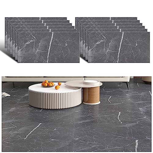 VEELIKE PVC Boden Marmor Grau Vintage PVC Bodenbelag Selbstklebend Bodenfliesen Klebefliesen Boden Marmor Vinyl Fliesen Küche Vinylboden Badezimmer PVC Fliesen Garage Wohnzimmer 60cm×30cm 12 Stück von VEELIKE