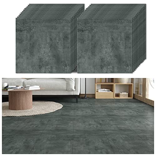 VEELIKE PVC Bodenbelag Betonoptik Grau Vinylboden Selbstklebende Bodenfliesen Klebefliesen Küchenfliesen Fliesenaufkleber Boden Badezimmer Wasserfest PVC Fliesen Garage Wohnzimmer 30cm×30cm 24 Stück von VEELIKE