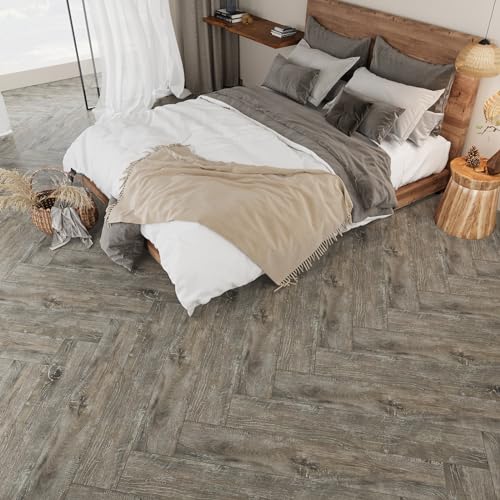 VEELIKE PVC Bodenbelag Holzoptik Braun Fliesenaufkleber Bodenfliesen Selbstklebend Vinylboden Holz Klebefliesen Boden Schlafzimmer PVC Fliesen Garage Küchen Wohnzimmer 1.8mm 90cm×15cm 16 Stück von VEELIKE
