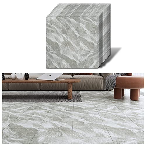 VEELIKE PVC Bodenbelag Marmoroptik Grau Selbstklebend Bodenfliesen Marmor Vinyl Fliesen Fliesenaufkleber Boden Badezimmer Klebefliesen Boden Wohnzimmer PVC Fliesen Garage 1.5mm 30cm×30cm 12 Stück von VEELIKE