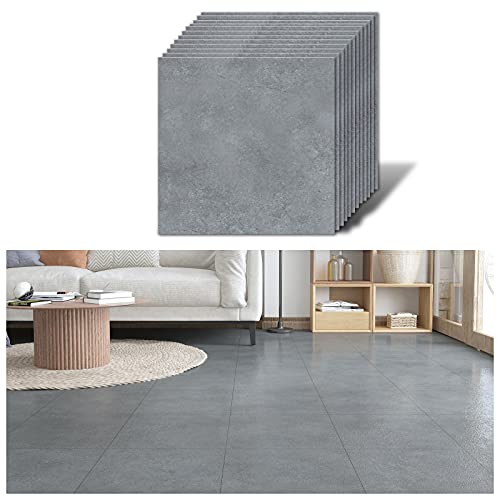 VEELIKE Selbstklebend Boden Fliesenaufkleber Grau Betonoptik Verdickte 30cm x 30cm Vinyl Bodenbelag 12 Stück Wasserdicht Fußboden für Bad Küche Wohnzimmer Schlafzimmer von VEELIKE