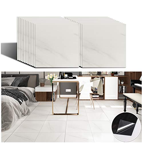 VEELIKE Selbstklebende Bodenfliesen Marmor 24 Stück Vinylboden Selbstklebend PVC Bodenbelag Garage Klebefliesen Bad Boden Fliesenaufkleber Küche Wasserfest Esszimmer Wohnzimmer Treppe 30cm x 30cm von VEELIKE