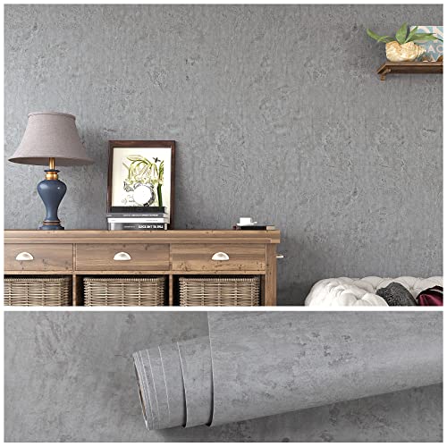 VEELIKE Tapete Betonoptik Klebefolie Grau Matt Möbelfolie Selbstklebend Tapeten Ornamente Wasserdichte Dekofolie Klebetapete Schlafzimmer Wohnzimmer Folie Zum Bekleben 40cm x 900cm von VEELIKE