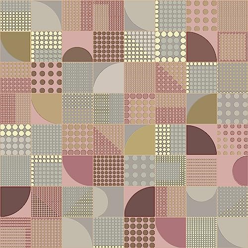 VEELIKE Tapete Geometrisches Muster Bausteinen Abstrakte Rosa Grau Geometrische Tapete Selbstklebende Mustertapete Boho Fototapete Schlafzimmer Wand Dekoration Badezimmer Kinderzimmer 44.5 cm × 300 cm von VEELIKE