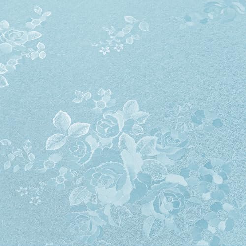 VEELIKE Tapete Rosen Hellblau Klebefolie Blau Blumentapete Geprägt Strukturtapete Mustertapete Tapete Blumen Vintage Möbelfolie Selbstklebend Folie Ornamente Schrankaufkleber Schlafzimmer 40cm×300cm von VEELIKE