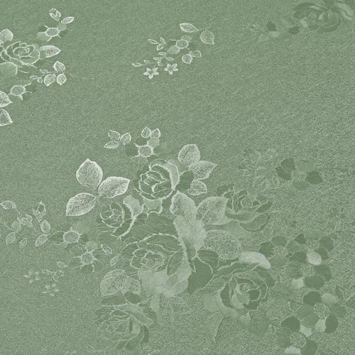 VEELIKE Tapete Salbeigrün Vintage Klebefolie Grün Strukturtapete Rosen Blumentapete Tapete Blumen Geprägt Möbelfolie Selbstklebend Tapeten Wohnzimmer Schlafzimmer Badezimmer Abnehmbar 40cm x 300cm von VEELIKE