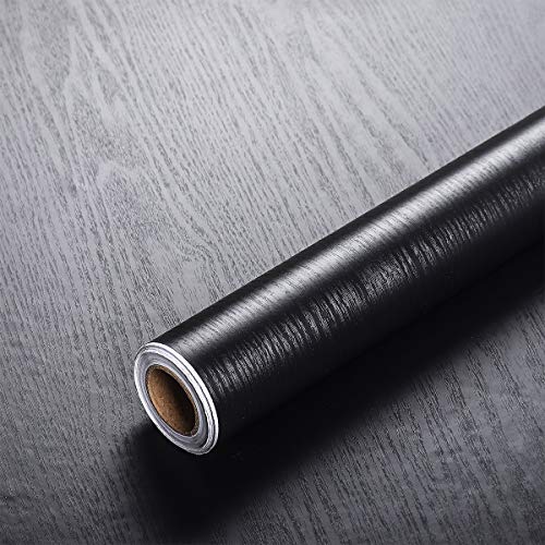 VEELIKE Tapete Selbstklebende Folie Holzoptik Schwarz 40cm x 900cm Wandtapete Verdickte Klebefolie Möbelfolie Wassedichte Schrankfolien für Tür Küchenarbeitsplatte Wohnzimmer von VEELIKE