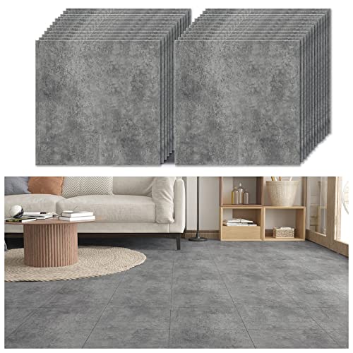 VEELIKE Vinylboden Selbstklebend Bodenfliesen Betonoptik PVC Bodenbelag Klebefliesen Boden Fliesenaufkleber Boden Bad Venylbodenbelag Selbstklebend Fliesenoptik Küche PVC Fliesen 30cm×30cm 24 Stück von VEELIKE