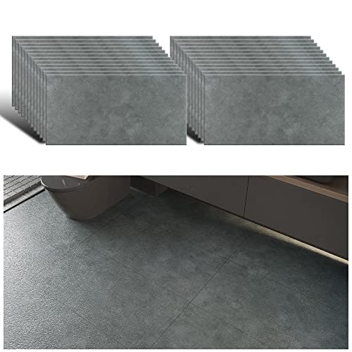 VEELIKE Vinylboden Selbstklebende Bodenfliesen Grau Retro Küchenrückwand Betonoptik Industrial Venylbodenbelag Verdickte Fliesenaufkleber Boden Badezimmer Bodenaufkleber Küchen 60cm x 30cm 24 Stück von VEELIKE