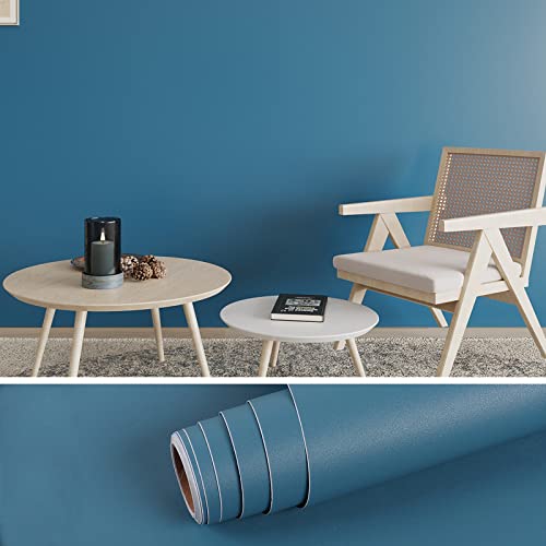 VEELIKE Wandtapete Reine Farbe Möbelaufkleber Blau Wasserdichte Klebefolie Möbel 40cm x 300cm Matt Selbstklebende folie für Fensterbank Küchenarbeitsplatte Schminktisch Arbeitsplatte von VEELIKE
