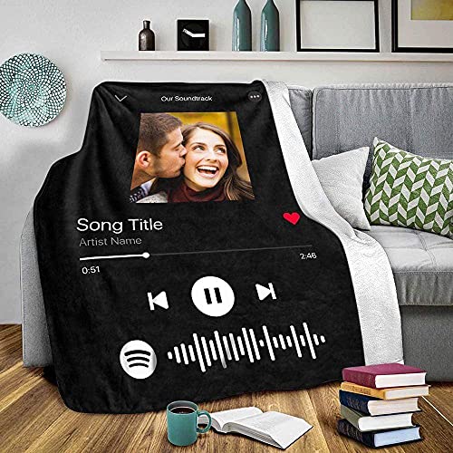 Personalisierte Fotodecke mit Spotify Code Musik Bedrucken Weich aus Fleece Dick Warm Flauschig Kuscheldecke für Wohn Bild Selbst Gestalten Geschenk für Baby Mutter Vater Hund Geburtstag Weihnachten von VEELU