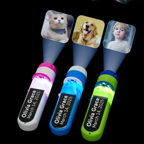 Personalisierte Projektor Taschenlampe mit Foto Text, Diaprojektor Spielzeug Taschenlampen Personalisiert für Paare, Familien, Foto Geschenke Personalisiert für Weihnachten, Jahrestag, Valentinstag von VEELU