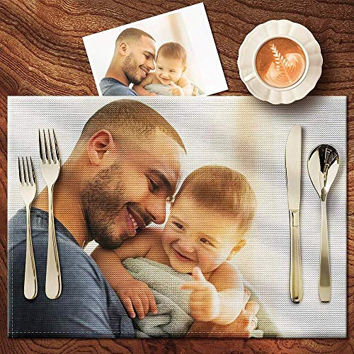 Personalisierte Tischsets mit Eigenem Foto Bedrucken Abwaschbar Abwischbar Hitzebeständig Platzdeckchen Bild Selbst Gestalten für Esstisch Küche Restaurant mit Kinder Familie Hund Neujahr Weihnachten von VEELU