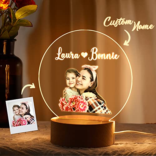 VEELU 3d Foto Lampe Personalisiert Foto Gravur Trophäennachtlampe mit eigenem Bild &Text 7 Farbe Nachtlicht Dekoration Geburtstag Jubiläum Geschenke für Mama Papa Freund (Warmes Licht) von VEELU