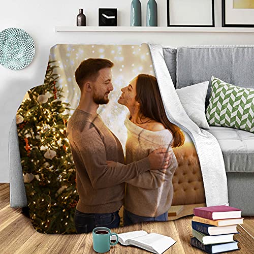 VEELU Fotodecke mit Eigenem Foto Name Super Weich - Decke Selbst Gestalten Bedrucken Lassen Kuscheldecke Personalisierte Geschenk für Freunde Familie Geburtstag Weihnachten 152 x 203cm von VEELU