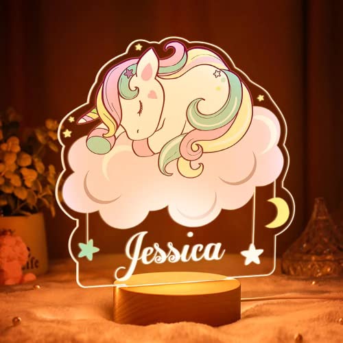 VEELU Nachtlicht Kinder Personalisierte Einhorn LED Lampe Geschenke Baby mit Name Arcyl Nachtlampe Raumdekoration Geschenk für Mädchen Junge Kinder Geburtstagsgeschenk von VEELU