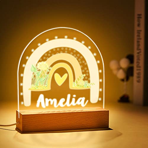 VEELU Nachtlicht Kinder Personalisierte LED Lampe Regenbogen Geschenke Baby mit Name Arcyl Nachtlampe Raumdekoration Geschenk für Mädchen Junge Kinder Geburtstagsgeschenk von VEELU