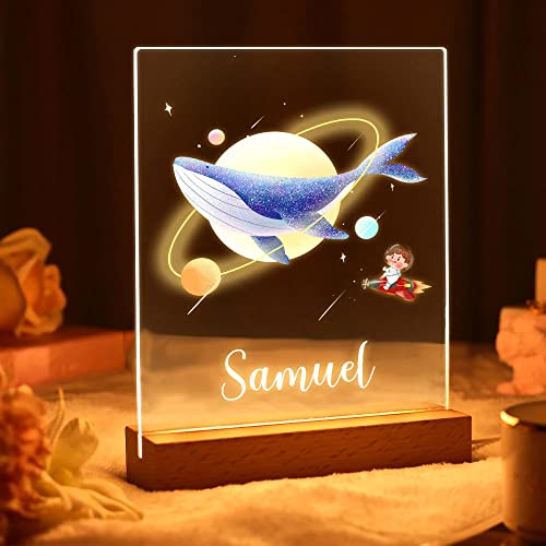 VEELU Nachtlicht Kinder Personalisierte LED Lampe Wal Geschenke Baby mit Name Arcyl Nachtlampe Raumdekoration Geschenk für Mädchen Junge Kinder Geburtstagsgeschenk von VEELU