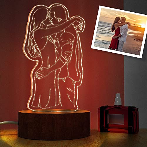 VEELU Personalisierte Foto 3D Lampe Foto Gravur benutzerdefinierte Text 3D Nachtlicht mit Ihrem eigenen Bild & Text für Kinder Vatertag besten Geschenke von VEELU