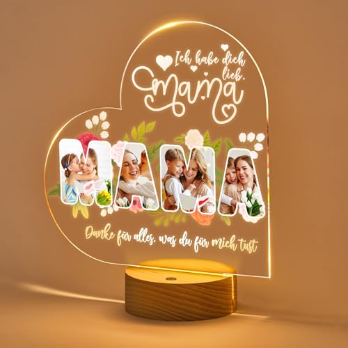 VEELU Personalisierte Geschenke für Mama - Beste Mama Geschenk Muttertagsgeschenk für Mama Personalisiert, Personalisierte Lampe mit Foto für Mama, Geburtstagsgeschenk für Mama von VEELU