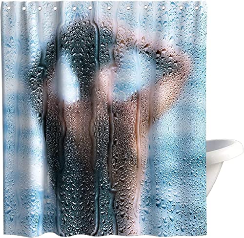 VEERAL Sexy Duschvorhang 120 x 200 cm, 3D Nackte Männer Duschvorhang Anti-Schimmel Textil, Shower Curtains Polyester Stoff Wasserdicht Duschvorhänge für Badezimmer, Bad Vorhang mit 8 Haken von VEERAL