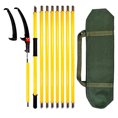 30FT/9m Telescopic Pruning Saw,Teleskopsäge Mit Teleskopstange, 2,24m-9,14mTeleskop Astsäge Einstellbare Länge,Hochentaster Hochreichbare für Beschneidungsarbeiten, Mit Klingen und Aufbewahrungstasche von VEGAMED