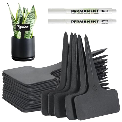 VEGCOO 120 Stück Pflanzschilder für Draussen, 6x10cm T-Typ Wetterfest Pflanzenstecker, Kunststoff Stecketiketten Pflanzenschilder mit 2 Marker, schwarze Namensschilder für Gemüse, Obst, Blumen VEGCOO 120 Stück Pflanzschilder für Draussen, 6x10cm T-Typ Wetterfest Pflanzenstecker, Kunststoff Stecketiketten Pflanzenschilder mit 2 Marker, schwarze Namensschilder für Gemüse, Obst, Blumen von VEGCOO