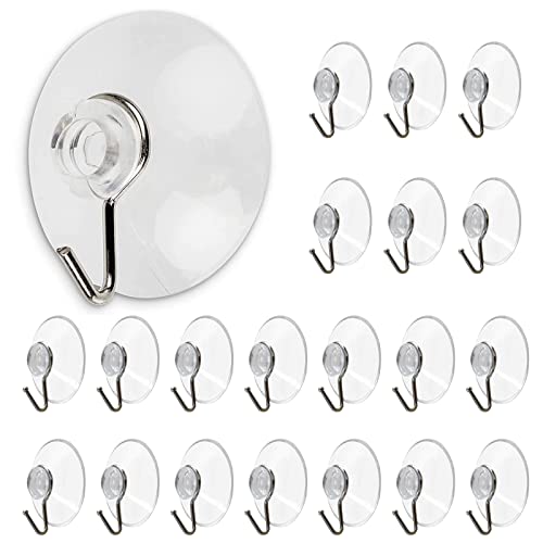 VEGCOO 20 Stück Selbstklebende Haken,Spurlose Saugnapfhaken Saugnäpfe für Lichterketten Saugnapf Haken für Fliesen Fenster Glas Badezimmer Küche Durchmesser 4 CM von VEGCOO