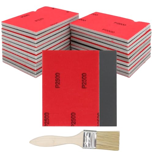 VEGCOO 24 Stück Schleifschwämme Set Nass Trocken 120 bis 4000 Körnung Inklusive 1 5 Zoll Pinsel Für Holz Metall Auto Oberflächen Polieren Schleifpapier Ersatz Vielseitig Anwendbar von VEGCOO
