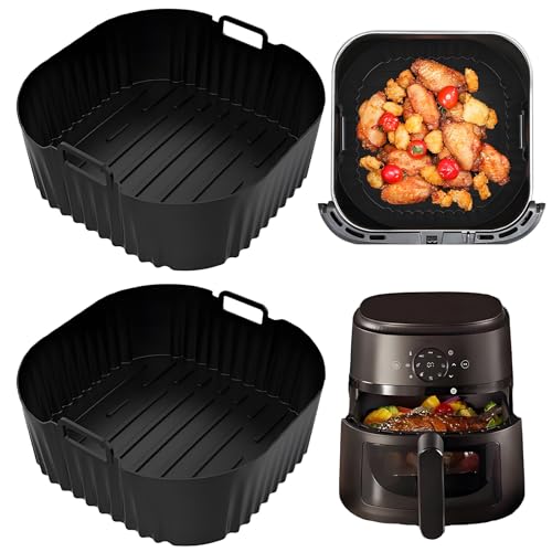 VEGCOO 2 Stück Philips Airfryer 6.2L Silikonform Set, Air Fryer Silikon Einsatz, für NA230/00 - Hitzebeständig 230°C, Spülmaschinenfest, Fritteusenzubehör mit Griff & Antihaft von VEGCOO