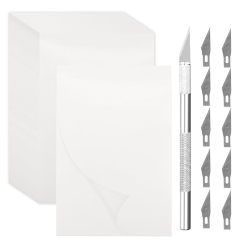VEGCOO Diamond Painting Zubehör, 150 Stück Diamond Painting Trennpapier/1 Stück Papierschneider Und 10 Stück Klingen,Diamonds Painting Zubehör Set Für Den Professionellen/DIY -Gebrauch (Weiß 2) von VEGCOO
