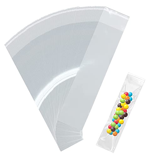 VEGCOO Selbstklebende Plastiktüten, 300 Stück Plastiktüten Klein 5 * 25 CM Cellophantüten Klein Bunt Transparent Geschenktüten Zellophantüten Klein für Kekse Gebäck Schokolade Snacks von VEGCOO