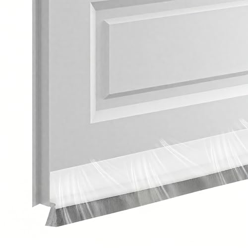 VEGCOO Türdichtungsband mit Bodenbürste Selbstklebend Türdichtung 100CM Länge 30mm Breite Inklusive 1 Geschirrtuch für Fenster Türen und Böden Wärmeisolierung Schallschutz (Weiße) von VEGCOO