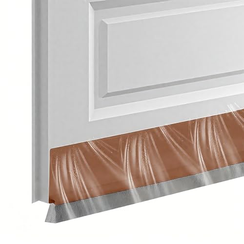 VEGCOO Türdichtungsband mit Bodenbürste Selbstklebend Türdichtung 100CM Länge 50mm Breite Inklusive 1 Geschirrtuch für Fenster Türen und Böden Wärmeisolierung Schallschutz (Braun) von VEGCOO