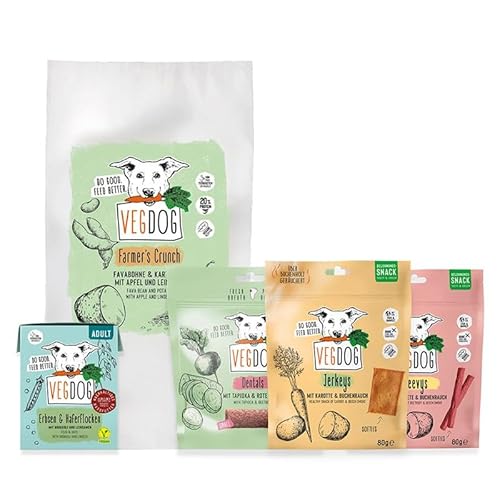 VEGDOG Farmer's Favourite Probierbundle mit hypoallergenem Alleinfutter und Snacks, Einsteiger Paket VEGDOG Farmer's Favourite Probierbundle mit hypoallergenem Alleinfutter und Snacks, Einsteiger Paket von VEGDOG