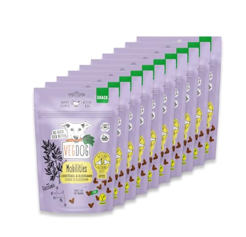 VEGDOG Mobilities Minis hypoallergene Kausticks für Hunde (10 x 115 g) | fettarmer Snack für gesunde Gelenke | Kauspaß für Allergiker mit Glucosamin und Kartoffel von VEGDOG