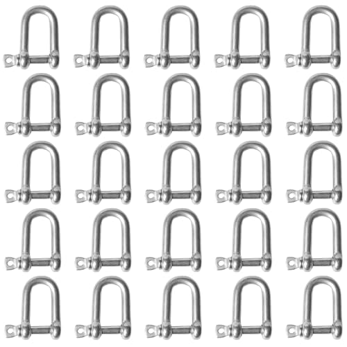 20 Stück M6 Schäkel Edelstahl, 304 Schäkel D Form, D Ring Schäkel Gerade Sperren Schäkel, Drahtseil Verbinder mit Schraubverschluss Bolzen, Bügelschäkel für Takelage Stahlseil Kordeln Ketten Schäkel von VEGOATY