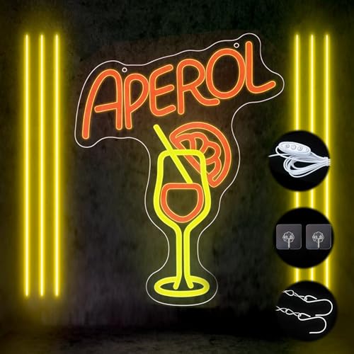 Cocktail Led Schild Aperol Spritz Neon Schild, Bar Neon Schild LED Schild Personalisiert, Schild Cocktail Bar Neon Licht Dimmbares, Acryl LED Deko für Hausbar, Restaurant, Party Wanddeko von VEGOATY