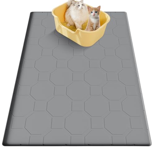 Große Katzenklo Matte 80x56cm Aus Lebensmittelechtem Silikon, Wasserdichte Katzenstreu Matte Mit Rutschfester Unterseite, Urinbeständige Katzenmatte Für Boden – Leicht Zu Reinigen & Langlebig (Grau) Große Katzenklo Matte 80x56cm Aus Lebensmittelechtem Silikon, Wasserdichte Katzenstreu Matte Mit Rutschfester Unterseite, Urinbeständige Katzenmatte Für Boden – Leicht Zu Reinigen & Langlebig (Grau) von VEGOATY