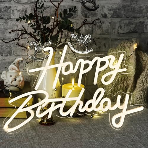 Happy Birthday Neonschild, Neon Sign Warmweiße LED Neonlicht USB-betriebene Party-Leuchtreklame Brief Lichtschilder für Geburtstag Bar Zimmer Club Wandlichter Dekoration Geburtstagsgeschenk Happy Birthday Neonschild, Neon Sign Warmweiße LED Neonlicht USB-betriebene Party-Leuchtreklame Brief Lichtschilder für Geburtstag Bar Zimmer Club Wandlichter Dekoration Geburtstagsgeschenk von VEGOATY