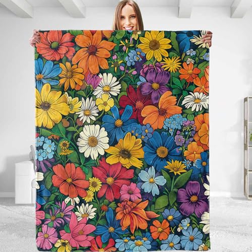 VEGlkj Bunte Blumen-Überwurfdecke – Plüsch, weich und gemütlich, leichte Flanelldecke, warm und flauschig für Tierliebhaber, perfekt für Couch, Sofa, Bett, Reisen, Büro – 127 x 152,4 cm VEGlkj Bunte Blumen-Überwurfdecke – Plüsch, weich und gemütlich, leichte Flanelldecke, warm und flauschig für Tierliebhaber, perfekt für Couch, Sofa, Bett, Reisen, Büro – 127 x 152,4 cm von VEGlkj