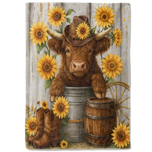 VEGlkj Fleecedecke, 127 x 152,4 cm, Cowboy-Hut, Sonnenblume, Stiefel, Überwurf, Decke, weich, gemütlich, leicht, ideal für Bett, Wohnzimmer, Zuhause, Bauernhaus, Liebhaber, Dekoration, Geschenke VEGlkj Fleecedecke, 127 x 152,4 cm, Cowboy-Hut, Sonnenblume, Stiefel, Überwurf, Decke, weich, gemütlich, leicht, ideal für Bett, Wohnzimmer, Zuhause, Bauernhaus, Liebhaber, Dekoration, Geschenke von VEGlkj