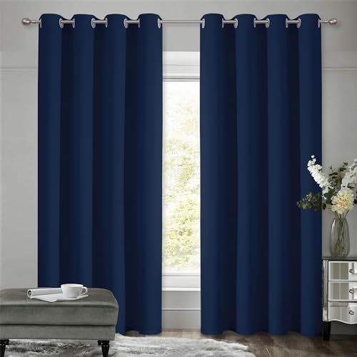 VEHEDE Dunkelblau Thermovorhang Haustür Verdunklungsvorhänge, Vorhänge Blickdicht Gardinen Schlafzimmer 210 cm Lang, Thermovorhang Kälteschutz 210 cm Lang, H 210 x B 140 cm, 2er Set von VEHEDE