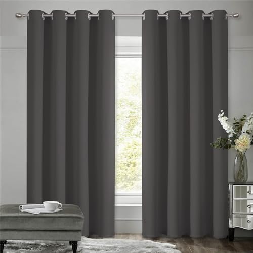 VEHEDE Dunkelgrau Ösenvorhang Gardinen Fenster Thermovorhang gegen Kälte Übergardinen 2er Set Vorhänge Schlafzimmer mit Ösen Vorhang Verdunkelung Wohnzimmer, H 229 x B 140 cm, 2er Set VEHEDE Dunkelgrau Ösenvorhang Gardinen Fenster Thermovorhang gegen Kälte Übergardinen 2er Set Vorhänge Schlafzimmer mit Ösen Vorhang Verdunkelung Wohnzimmer, H 229 x B 140 cm, 2er Set von VEHEDE