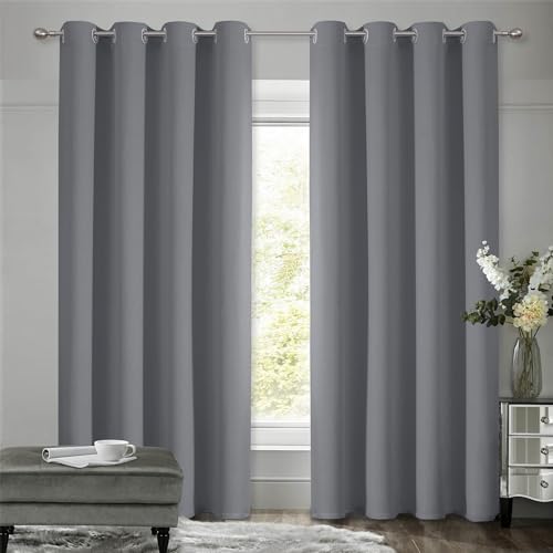 VEHEDE Grau Ösenvorhang Gardinen Fenster Thermovorhang gegen Kälte Übergardinen 2er Set Vorhänge Schlafzimmer mit Ösen Vorhang Verdunkelung Wohnzimmer, H 200 x B 140 cm, 2er Set VEHEDE Grau Ösenvorhang Gardinen Fenster Thermovorhang gegen Kälte Übergardinen 2er Set Vorhänge Schlafzimmer mit Ösen Vorhang Verdunkelung Wohnzimmer, H 200 x B 140 cm, 2er Set von VEHEDE
