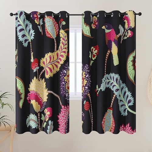 VEHEDE Vogel Bunt Vorhänge, Modern Wohnzimmer Vorhang Blickdicht mit Ösen 2er Set H 160 x B 132 cm Blackout Thermo Gardinen VEHEDE Vogel Bunt Vorhänge, Modern Wohnzimmer Vorhang Blickdicht mit Ösen 2er Set H 160 x B 132 cm Blackout Thermo Gardinen von VEHEDE