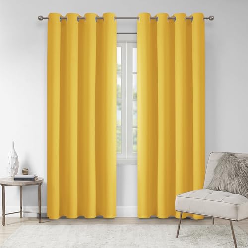VEHEDE Vorhänge zur Geräuschreduzierung für Wohnzimmer und Schlafzimmer, wärmeisolierte Verdunkelungsvorhänge für Kinder, Ösen-Fenstervorhang, B 140 x L 214 cm, Mellow Yellow, 2 Paneele VEHEDE Vorhänge zur Geräuschreduzierung für Wohnzimmer und Schlafzimmer, wärmeisolierte Verdunkelungsvorhänge für Kinder, Ösen-Fenstervorhang, B 140 x L 214 cm, Mellow Yellow, 2 Paneele von VEHEDE