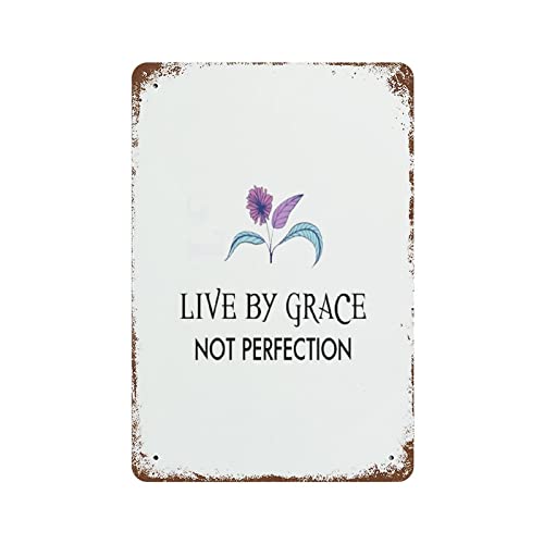 VEHFA Vintage Metall-Blechschild Live by Grace Not Perfection Retro-Zitat Poster Schild Wandkunst für Zuhause Büro dekorativ 20,3 x 30,5 cm von VEHFA
