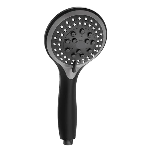 Duschkopf Regendusche, VEHHE Hochdruck Brausekopf Dusche mit 5 Strahlarten, Sparduschkopf mit Anti-Stau-Silikondüse für die Badewanne, Schwarz von VEHHE